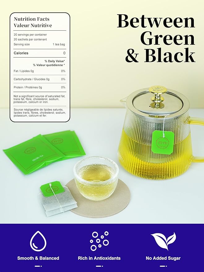CO-OP 1950 Oolong Tea Bags, Traditional Semi-Fermented Oolong Tea, Smooth & Floral Aroma, Naturally Caffeinated, Enjoy Hot or Iced, 20 Count