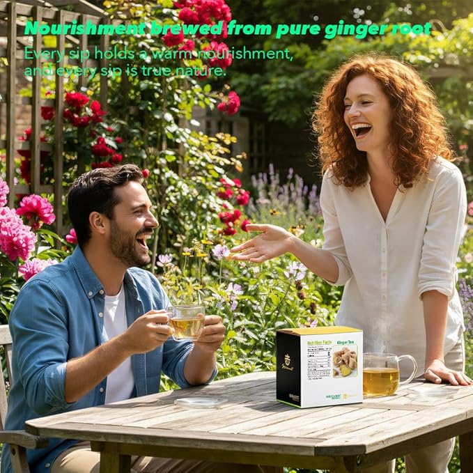 Soilmount - Ginger Tea - |Ginger Root|姜|jiang| - Pure Herbal Tea - Natural, Organic, Non-GMO, Clean Ingredients, Caffeine Free (18 Tea Bags, Box 1)