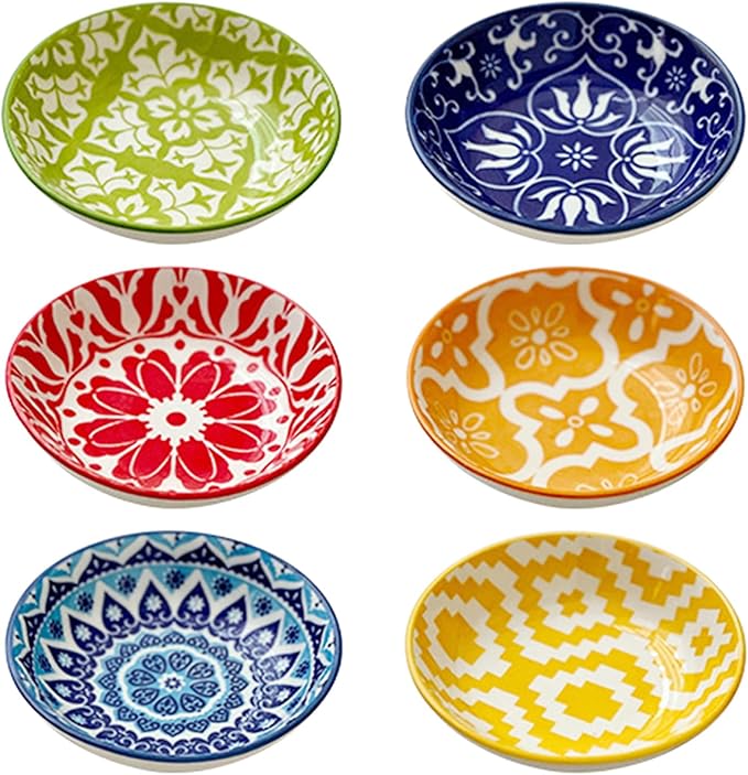 6 Pcs Sauce Dishes for Dipping,Soy Sauce Dish,Ceramic Dipping Sauce Bowls,Small Bowl,Sauce Bowl,Sauce Plates Tiny Bowls for Condiments Sushi Dishes Soy Sauces Ketchup Snack Side Dishes - Set of 6