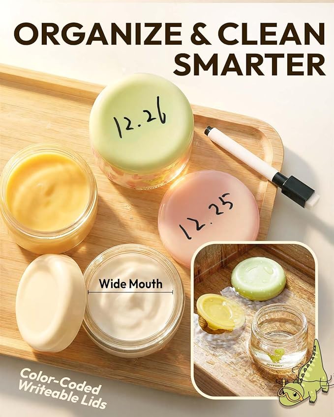 Joypony PPSU Baby Food Containers, 6oz Leakproof Baby Food Jars with Lids, Freezer Safe & Microwave Safe, Reusable Portion Plastic Food Storage Containers, Baby Puree, Toddler Snacks, BPA-Free, 6 Pack
