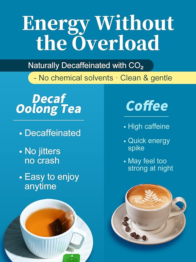 CO-OP 1950 Decaf Oolong Tea Bags, Naturally Decaffeinated Oolong Tea, Smooth Floral Aroma, for Day & Night, Individually Wrapped, 20 Count