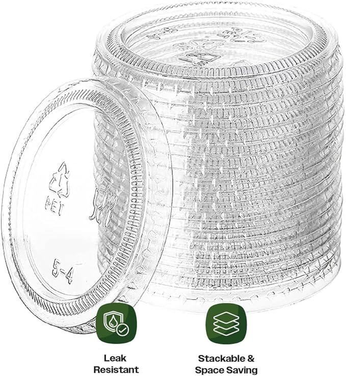 CIAO! Ultra Clear PET Portion Cup Lids, 62mm, Fits CIAO! 1.5 & 2 oz Portion Cups, Case of 2,500