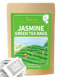 TeeLux Jasmine Green Tea Bags, Natural Caffeinated Jasmine Scented Green Tea with Pleasant Aroma, 100 Count Tea Bags