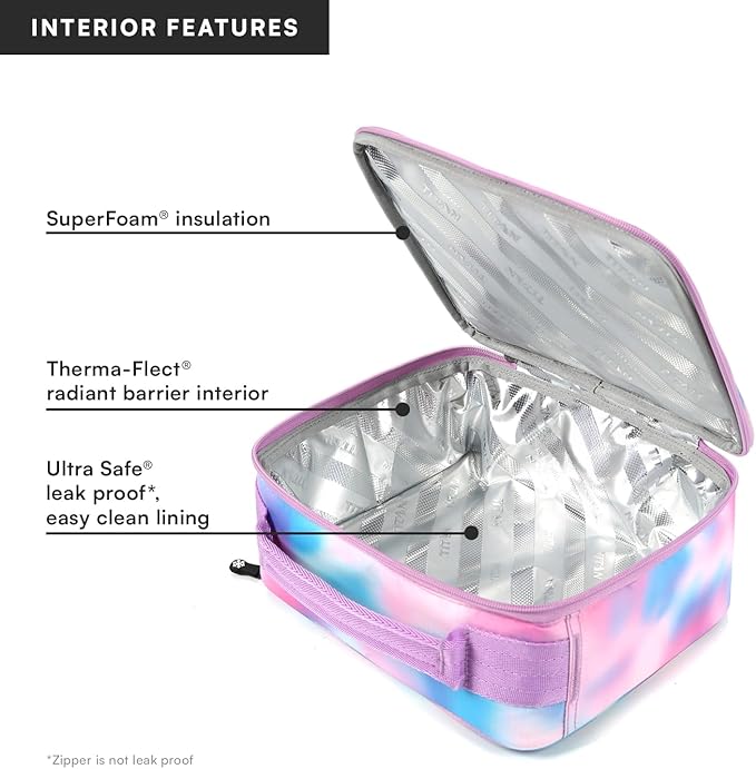 Titan by Arctic Zone Fridge Cold Lunch Box with 2 Gel Ice Packs, Small Insulated Cooler Bag with Leak Proof Lining for School and Work, Cotton Candy