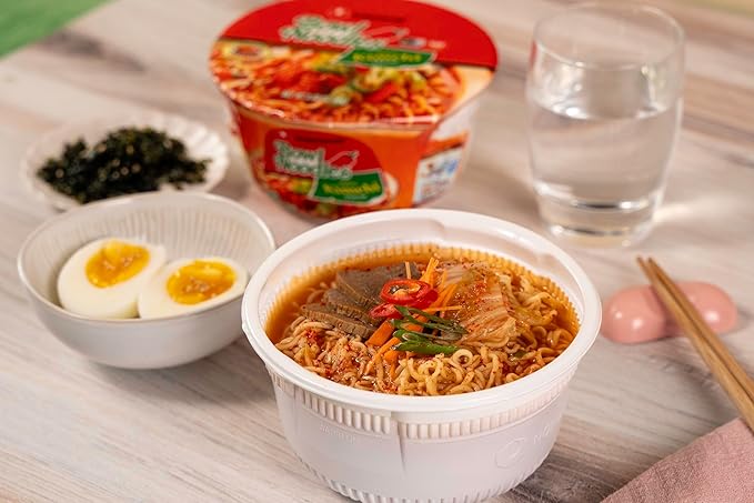 Nongshim Ramen Noodles, Gourmet Instant Ramen bowl, Premium Microwavable Noodle Soup, Kimchi, 3.03 Ounce (Pack of 12)
