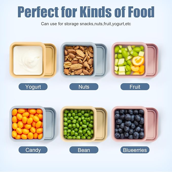 4 pcs 10 oz Silicone Snack Containers with Lids Silicone Food Storage Containers, Baby Snack Container Small Lunch Container for Kids, Daycare, School and Travel