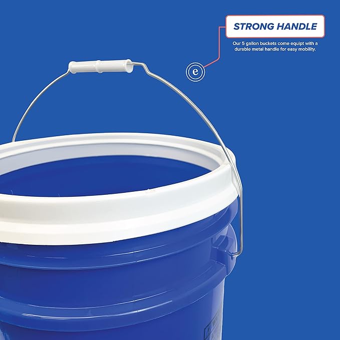 ePackageSupply 5 Gallon Bucket - Food Grade Bucket with Airtight Gamma Seal Screw-On Lid, BPA-Free, Heavy-Duty 90 Mil HDPE Plastic, Bulk Storage, Durable Container, Made in USA, Blue/White, 3 Packs
