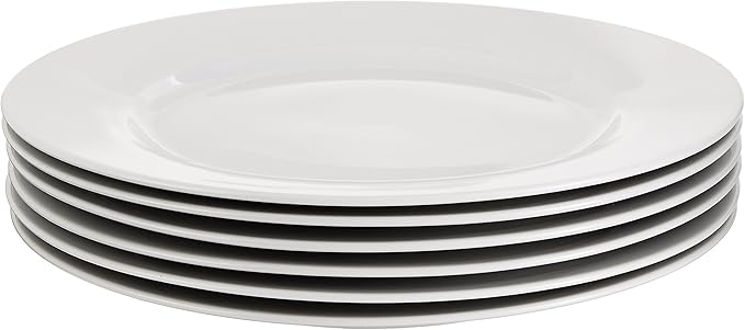 Amazon Basics 6-Piece White Dinner Plate Set, Microwave and Dishwasher Safe for Everyday Use, 10.5 inches (Pack of 2)