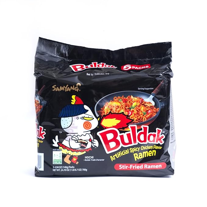 Samyang Buldak Hot Chicken Spicy Ramen Korea Instant Packaged Noodles,4.94 oz,Original,5 Pack