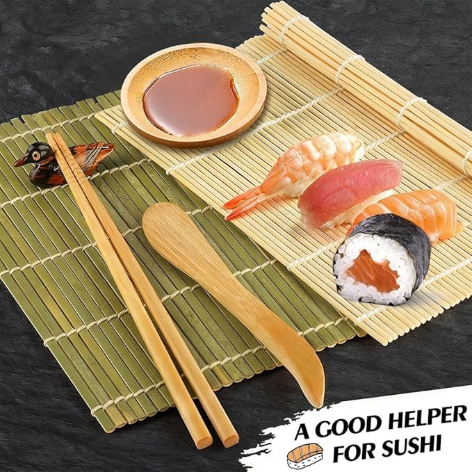 SmileTools Sushi Making Kit, 22-in-1 Sushi Roller Kit with Bamboo Sushi Rolling Mat, Sushi Bazooka, Avocado Knife, Sushi Knife, Chopsticks, Sauce Dishes, Rice Spreader & More DIY Sushi Party Gift