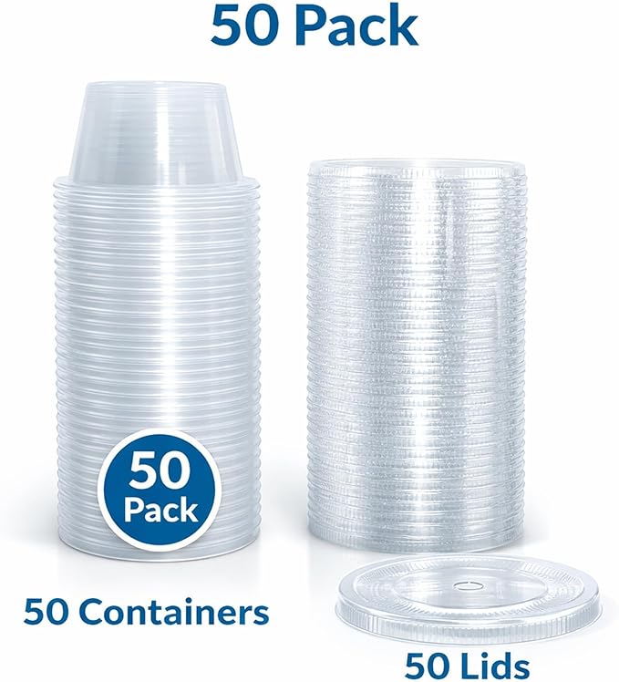 4U'LIFE 4 oz. Clear Plastic Souffle Cup with Lids, BPA Free Portion Cup, 50 Sets