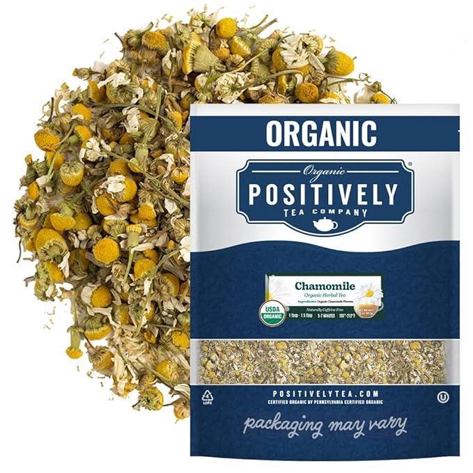Organic Positively Tea Company, Chamomile, Herbal Tea, Loose Leaf, 16 Ounce