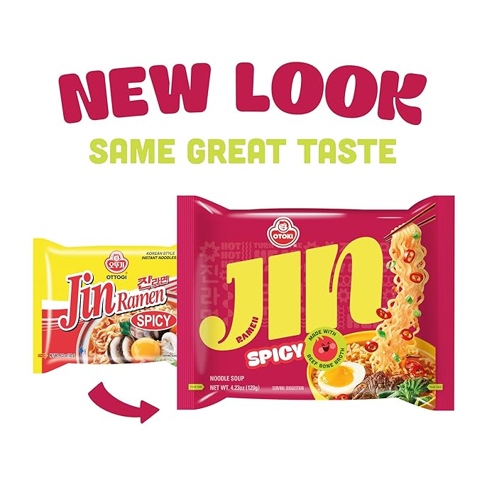 OTOKI Jin Ramen Mild Flavor, Authentic Korean Instant Noodles, Genuine Korean Ramen Soup Mix, Savory & Rich Quick & Easy Meal 4.23oz, Multi Pack (PACK OF 8, MILD & SPICY)