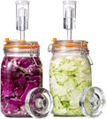 JILLMO Wide Mouth Glass Fermentation Jar with Airlock & Glass Weight, 1.5L Fermenting Jar for Sauerkraut, Kimchi, Pickles & More,Pack of 2