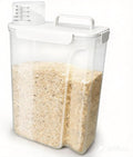 Komzon Rice Storage Containers, Airtight Cereal Containers Storage, with Pouring Spout Portable Handle for Flour, Pasta, Grain and Baking, Pet Dog Cat Bird Food Container 20lb White