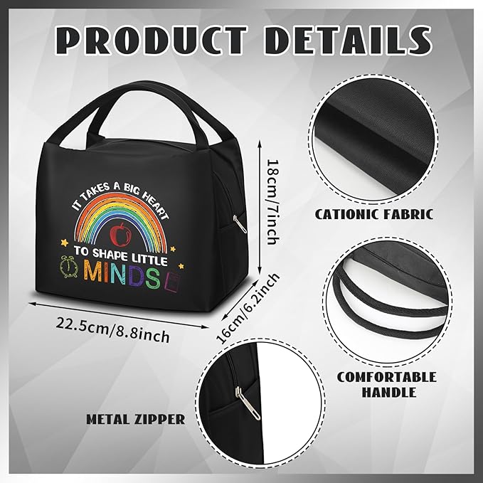 Teacher Appreciation Gifts Bulk Back to School Thank You Insulated Lunch Bags Teacher Reusable Lunch Bags Leakproof Totes End of Year Appreciation Gift for Men Women(12 Pcs,Rainbow)