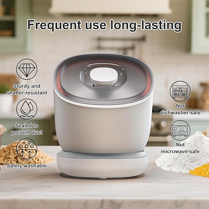Spreezy Rice Container (12 lbs Rice, 8 lbs Flour), Food Storage Containers with Lids, Cereal Containers Storage, Flour Sugar Storage Containers, Rice Storage Container for Kitchen Pantry Organization