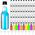 50 Pack 2 oz Mini Liquor Bottles with Black Cap,Airtight Plastic Spirit Bottle with 10 Funnels,Plastic Alcohol Shot Bottles for Weddings,Party Supplies