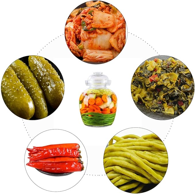 Glass Jar with Lid 2.5 Liter Fermentation Jar, Traditional Fermenting Crock Kit with Water Seal Airlock Lid, Pickle Jar for Pickles Kimchi, Sauerkraut, Wine Brewing, Kombucha