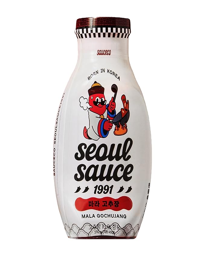 Seoul Sauce 1991 Mala Gochujang Hot Sauce – Spicy Sichuan Peppercorn & Korean Chili Sauce – Numbing Heat Condiment for Stir-Fries, Wings, and Noodles (10.9 oz / 310g)