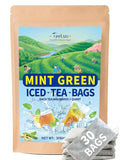 TeeLux Mint Green Tea Bags, Green Tea with Peppermint, Spearmint, and Lemongrass, Large Size for Iced Tea, 30 Count, Corn Fiber Tea Bags
