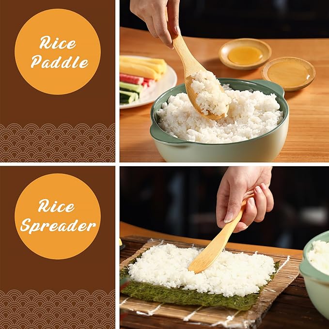 Sushi Making Kit, Delamu Upgrade 22 in 1 Sushi Maker Kit with Bamboo Mats, Chef's Knife, Triangle/Nigiri/Gunkan Sushi Mold, Chopsticks, Guide&More
