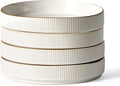 famiware Star 7.5" Pasta Bowls Set, Salad Bowl Set of 4, Double Reactive Glaze, Stackable, Ideal for Your Friend for Housewarming, Festivals, White