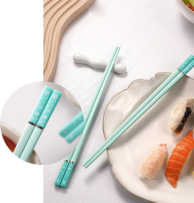 5 Pairs Fiberglass Chopsticks, Slivek Premium Reusable Chinese Chopsticks Dishwasher Safe, Non-slip and Lightweight 9.5 inches Chop sticks Sakura
