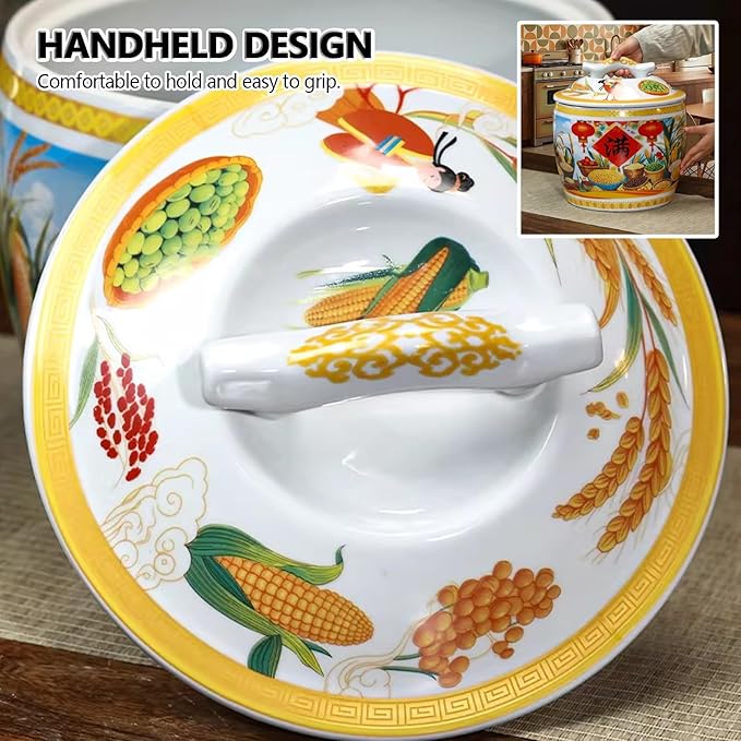 Home airtight Ceramic kitchen Storage Jar, Large Capacity Food Storage Jar, Rice Storage Container With lid, Grain & Rice Dispenser, for Flour, Sugar, Cereal, Coffee.(15KG)