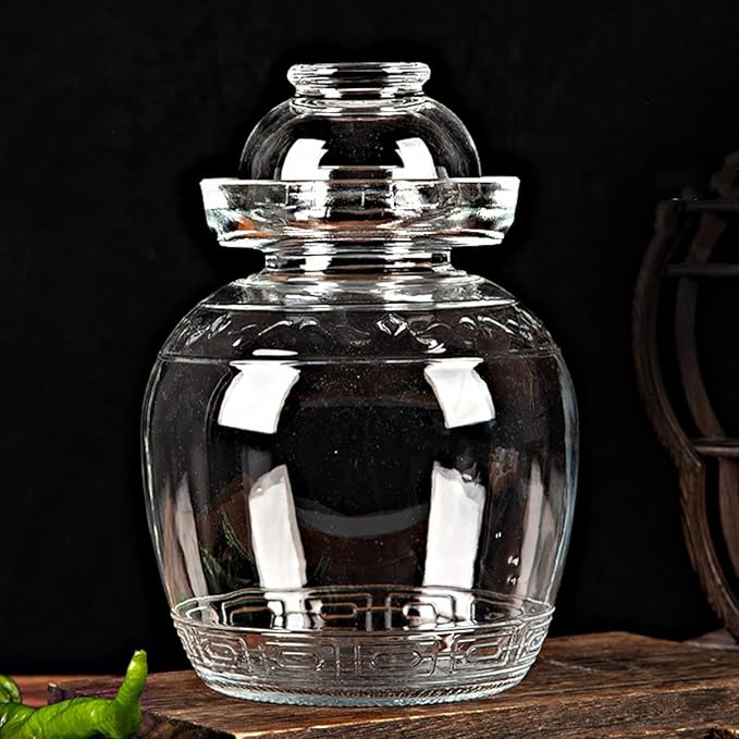 Glass Pickle Jar 1500ml Fermentation Jar Crock, Traditional Canning Jar Kimchi Containers with Water Seal Airlock Lid for Fermenting Pickles, Wine Brewing, and Sauerkraut