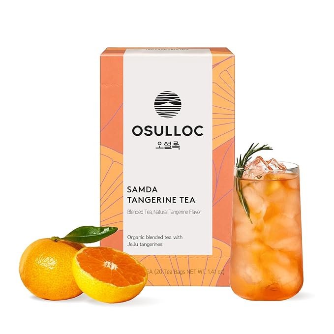 OSULLOC Tangerine Tea (Fresh Jeju Tangerine Flavor), Iced tea bags Fruit tea Blend, Premium Teabags from Jeju Island, 20 count
