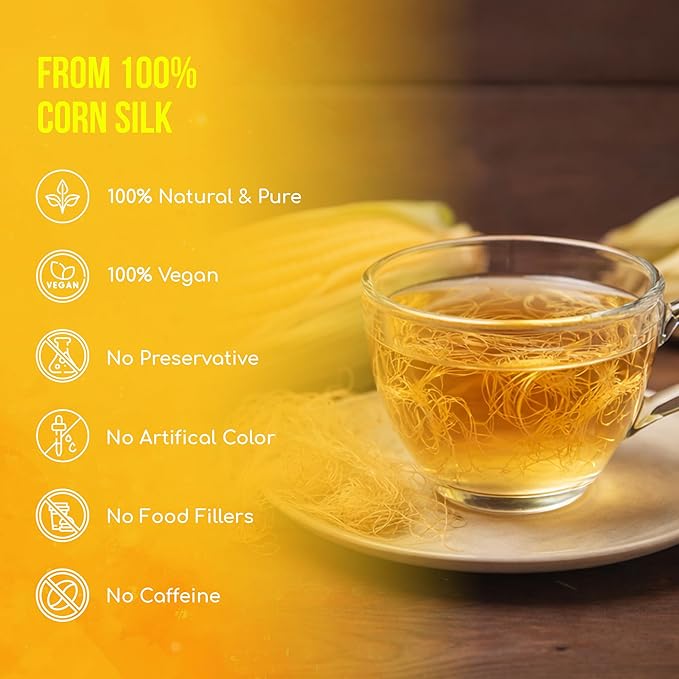 FreshDrinkUS, Premium 40 Tea Bags Corn Silk Tea, 100% Natural & Pure from Corn Silk. Corn Silk Herbal Tea. Clean Ingredients. Made with Natural Material Tea Bags. No Sugar, No Caffeine, Vegan.