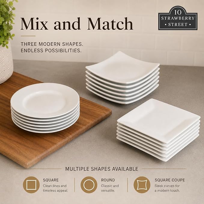 10 Strawberry Street 6" Catering Square Appetizer Plate, Set of 12