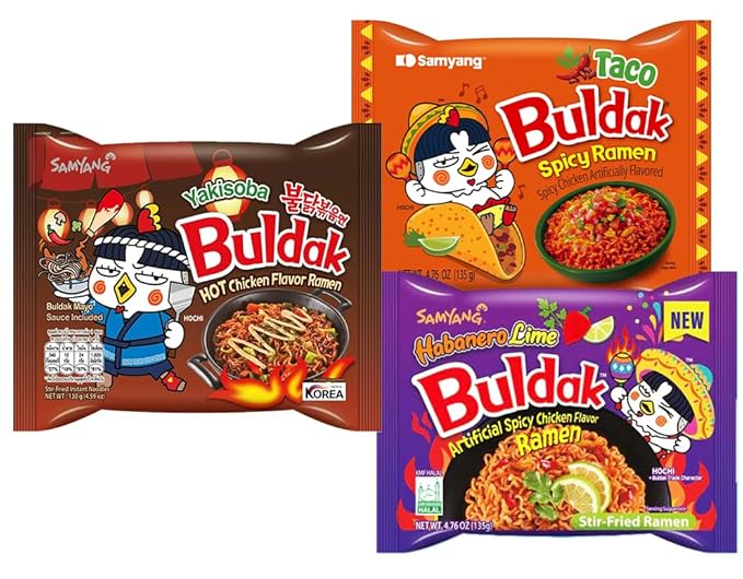Samyang Spicy Hot Chicken Ramen 11 Flavor Variety Pack - FREE Chopsticks - Korean Buldak Ramen Noodles (11 Pack)