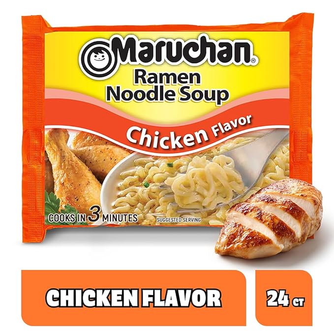 Maruchan Ramen Noodle Soup, Chicken Flavor – Japanese-Style Instant Noodles, Quick & Easy Meal for Kids, Students & Busy Families – 3 Oz. (24 Pack)