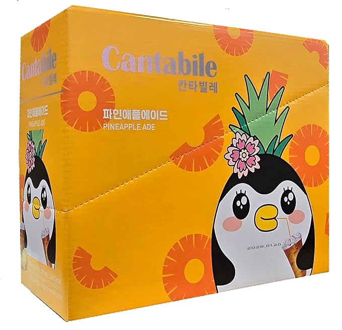 Cantabile Korean Convenience Store Pouch Drink Ready-to-Drink Refreshing Beverage Imported from Korea (Box of 10, Pineapple)