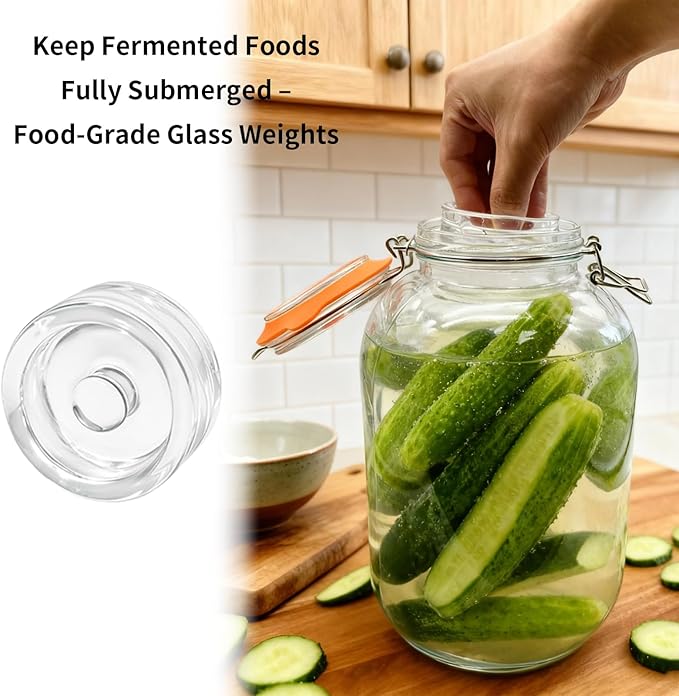 2 Pack Fermentation Jars with Weights & Airlocks, 1 Gallon Wide Mouth Kimchi Containers Pickle Jar Fermenting Jar Kit for Kombucha, Sauerkraut, Kimchi and Pickles