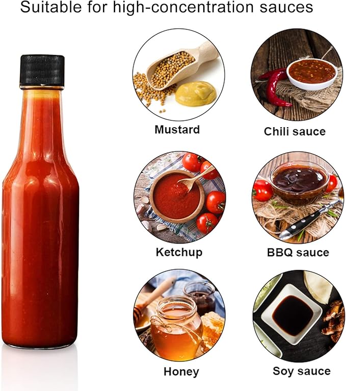 35 Pack 5oz Hot Sauce Bottles with Lids,Glass Woozy Bottles with Dripper Inserts and Shrink Capsules,Small Glass Wine Bottle for Homemade Sauces,Oils,Vanilla Extracts,Dressings,Gifting