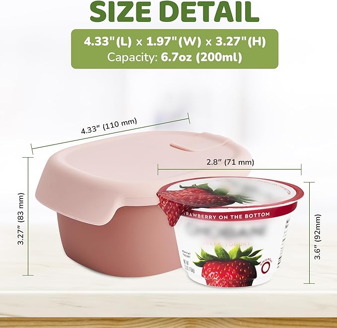 Silicone Baby Food Storage Containers with Airtight Lid, BPA-Free Leak-Proof Baby Food Jars, Microwave & Dishwasher Safe Reusable Snack Containers with Lids for Baby Led Weaning, Dry Rose
