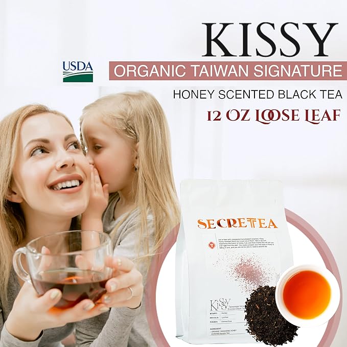 Organic TAIWAN Signature Honey Scented Black Loose Tea | Natural Antioxidants |100% Taiwan Hand Crafted, 12 Oz Loose Leaf, Value Bulk Pack | by T SECRETEA, KISSY