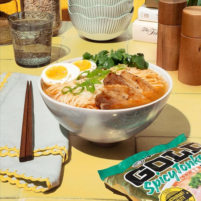 Maruchan Gold Ramen Noodle Soup, Spicy Tonkotsu Flavor – Restaurant Quality Japanese-Style Instant Noodles, Quick & Easy Meal – 3.2 Oz. (5 Pack)