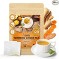 FullChea - Turmeric Ginger Tea Bags, 2g×120 Count - Premium Ginger & Turmeric - Non-GMO - Caffeine-free - Aid Digestion & Provide Antioxidants