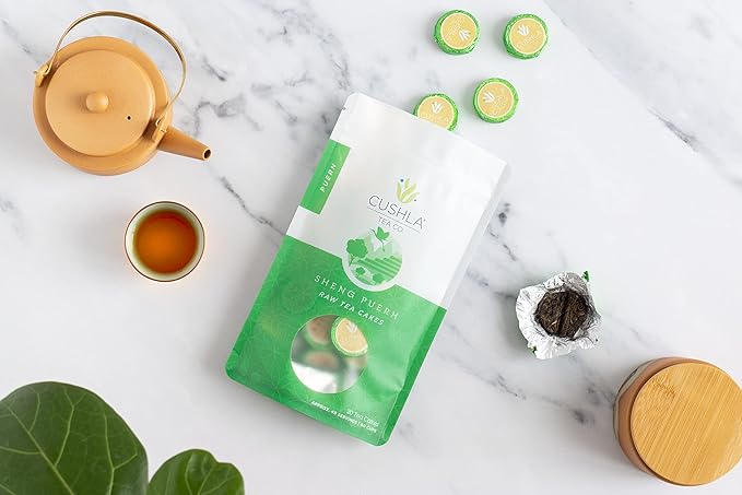 Raw Sheng Pu-erh Tea, Classic Aged Fermented Puerh Tea Cake, 20ct Chinese Sheng Pu'er 40+ Cups Of Tea