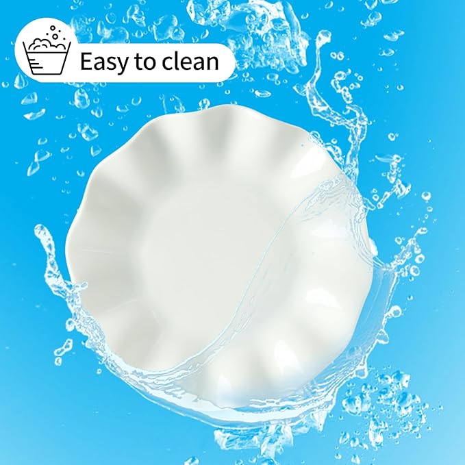 6 Inch Ceramic Dessert Plates Set of 18, Small Salad Plates, Porcelain Wave Rim Dinner Plates, Mini Appetizer Plates for Cake Waffles Snacks Side Dish, Oven Microwave Dishwasher Safe, White