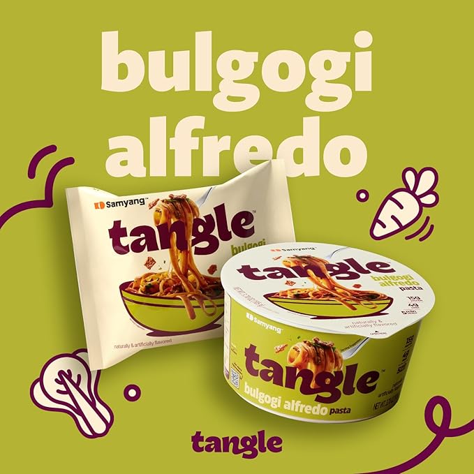 Samyang Tangle Bulgogi Alfredo Pasta Bowl | Futtuccine Pasta | Mukbang | 15g of Protein | 4g of Fiber | Chick Pea based | Easy Prep | Convenient | 6 Bowls