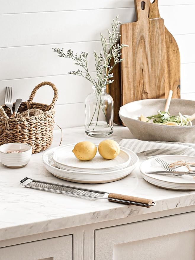 LE TAUCI 8 Inch Ceramic Salad Plates Set of 4, Modern White Appetizer Plates for Kitchen, Small Dessert Plates, Microwave & Dishwasher Safe Dinnerware Sets, Scratch Resistant - Arctic White