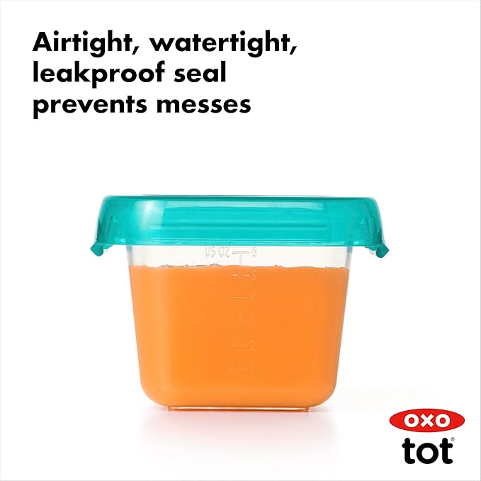 OXO Tot Baby Blocks Food Storage Containers, Teal, 6 oz