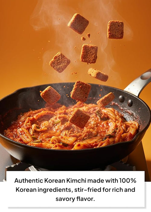Korean Food SPOONKEY Freeze-Dried Kimchi Blocks for Ramen, Soup & Camping Meals, Authentic Fermented Kimchi Flavor, Lightweight Instant Kimchi Cubes, Easy Travel Food, 7g x 5 Packs