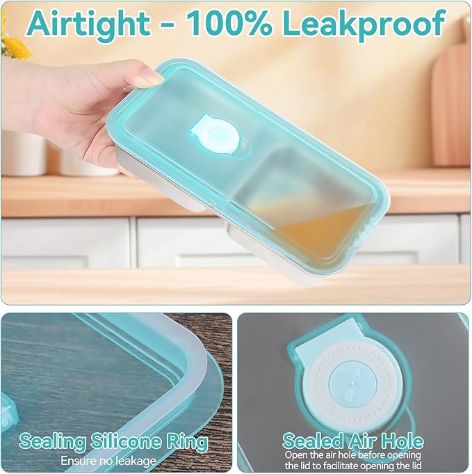 Stainless Steel Snack Containers, 4 Pack Grab and Go Snack Containers Reusable, Double Compartment Food Storage Containers with Lids, Lunch Box Containers for Travel, Outdoor Camping and Daily Use