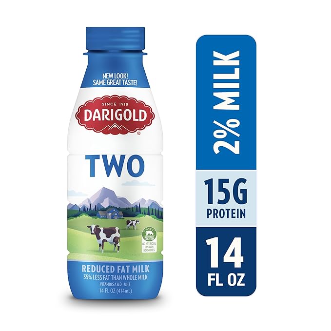 Darigold Milk 2 Percent, Reduced Fat Shelf Stable Milk with 12 Essential Nutrients, 15g Protein, rsBT Free - 14oz, 12 Pack (Two Percent)